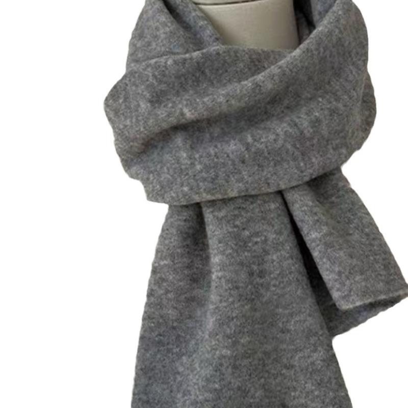 マフラー レディース ショール グレー 韓国風 シンプル 保温 柔らかい 無地 ストール 秋冬 ポリエステル