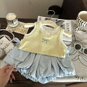 キッズ 女の子 パンツセット キャミソール トップス 花柄 バルーンパンツ 上下セット 綿80% 薄手 イエロー ブルー 80cm 90cm 100cm 110...