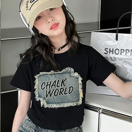 子供服 タンクトップ &amp; デニムショートパンツ セットアップ ガールズ 女の子 夏 薄手 ノースリーブ トップス 短パン 2点セット 上下セット 普段着 部屋着 カジュアル スポーツ かわいい アルファベット 2