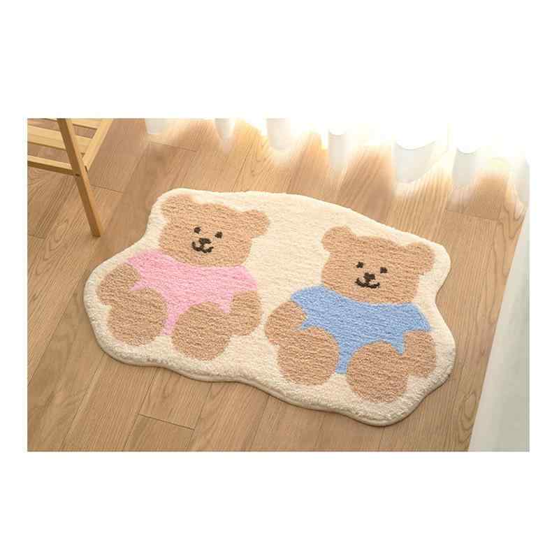 カーペット ラグマット 玄関マット バスマット ベッドサイドマット ポリエステル 萌趣動物 アニマル柄 ピンク系 ブルー系 異形 仿羊绒 吸水 手洗い INS風