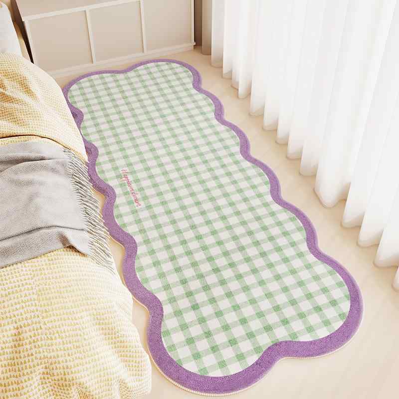 ラグ レディース ベッドサイド 絨毯 カーペット マット 滑り止め付き 格子柄 かわいい 韓国風 インテリア 寝室 リビング 40X120CM 仿羊绒