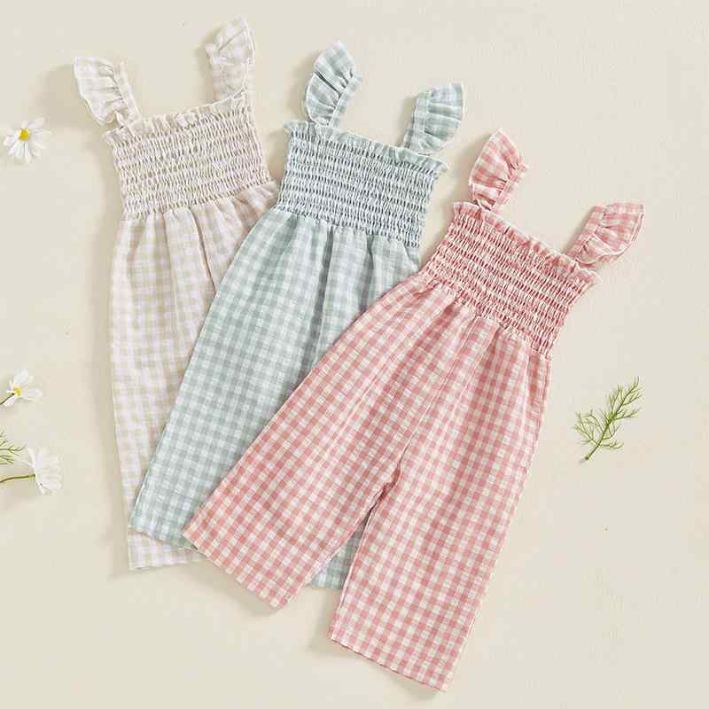 シャドーテールの子供服 女の子 サロペット 韓国風 夏 綿 小飛袖 ギャザー入り 肩紐 パンツ 薄手 ピンク系｜アングル2