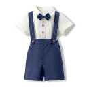 キッズ セットアップ 半袖 ショートパンツ サロペット 2点セット 薄手 男の子 幼児 子供用 夏 無地 ベージュ グリーン ブルー