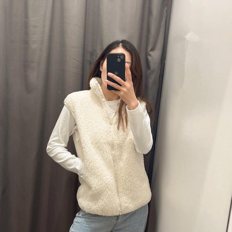 ベスト レディース 羊羔绒 ボア フリース ゆったり スタンドカラー 厚手 乳白色 黒 翠 সবুজ キャメル S M L XL 公主风 かわいい