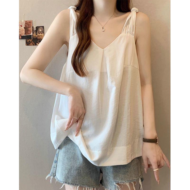 タンクトップ レディース トップス 夏 接触冷感 ノースリーブ ゆったり Aライン チュニック ドレープ 体型カバー 着痩せ かわいい 白 ホワイト 黄色 イエロー