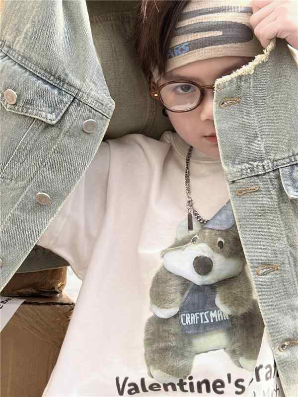 子供服 ベスト デニム 男の子 女の子 アメリカン レトロ カットオフ 子供用 チョッキ アウター 普段着 かわいい お洒落着