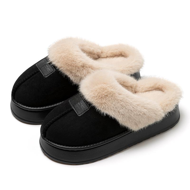 ルームシューズ レディース メンズ 厚底 スリッパ 室内履き 秋冬 カップル 暖かい 防寒 女性用 男性用 婦人 紳士 室内 自宅用 あったか 滑り止め ラウンドトゥ スエード調 ブラック ブラウン ベージュ