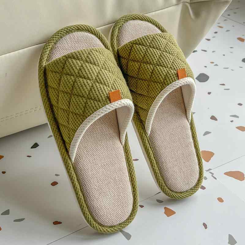 ルームシューズ メンズ レディース 春夏 亚麻 リネン スリッパ 室内履き 滑り止め 通気性 黄色 ピンク系 灰色 グリンー系