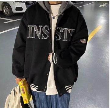 ジャケット レディース ブルゾン スタジャン 野球服 ベースボール アウター スポーティー カジュアル ゆったり ブラック系