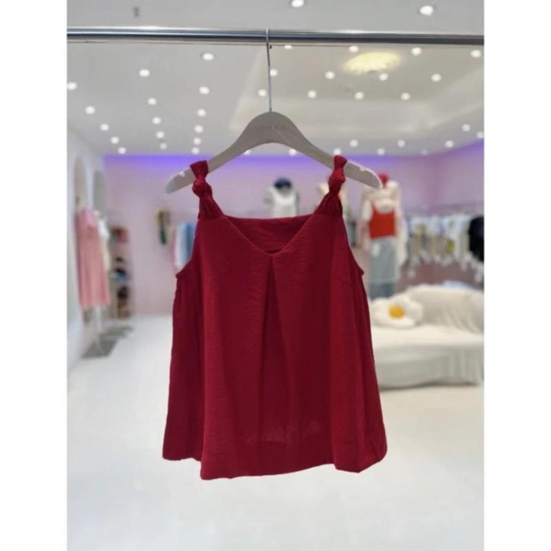 トップス レディース 夏 無袖 ツイストネック キャミソール 無地 ワイドシルエット ドールライク ベスト 上品 上衣 キャミ 高級感 普段使い 接触冷感 吸湿速乾 かわいい