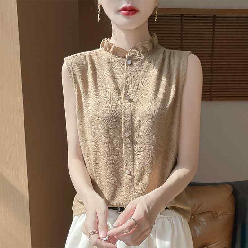 ニットベスト レディース トップス ノースリーブ 幾何学模様 無地 ショート丈 暖雲白 香草米 カーキ色 ピンク色 板栗色 朱砂色 ブラック 通勤 伸縮性