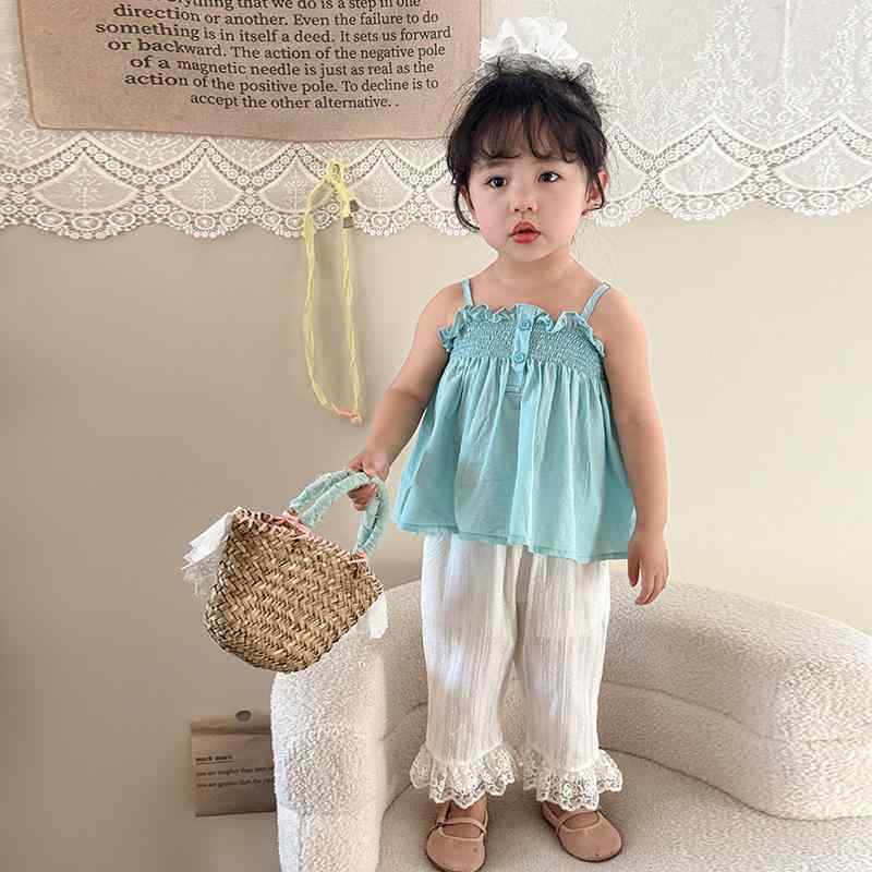 子供服 女の子 セットアップ 夏物 ベビー服 キャミソール トップス 9分丈パンツ 韓国風 かわいい 薄手 幼児 73CM 80cm 90cm 100cm 110cm 120cm