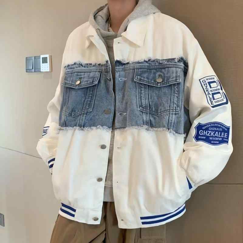 ・カテゴリ: ジャケット・スタイル: 流行・領型: 襟・版型: ルーズ・前立て: シングルブレスト・フード: なし・厚さ: 普通・柄: 配色・対象年齢: 18-24歳・生地: デニム・主な生地の組成: ポリエステル・裏地の組成: ポリエステル・シーン: 日常・ディテール: マルチポケット・裾のデザイン: ストレート・加工: 水洗い・着丈: レギュラー丈・ポケット: サイドシームポケット・着方: アウター・袖丈: 長袖・カラー: ブラック, ホワイト・サイズ: S, M, L, XL, 2XL, 3XL・袖のタイプ: レギュラー・対象: 成人男性・対象: 青少年・素材機能: 耐摩耗性