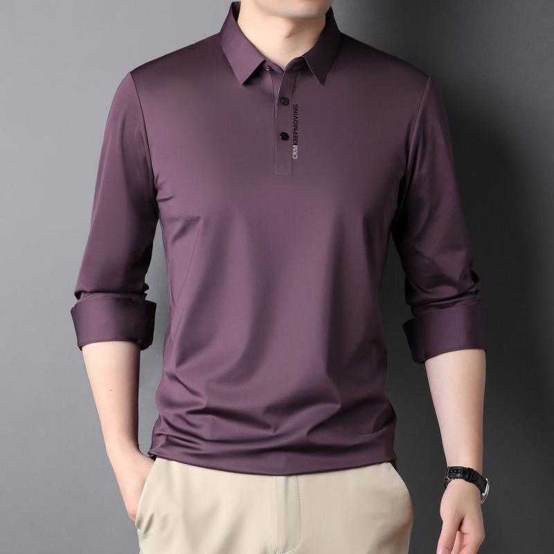 ポロシャツ メンズ 男性用 長袖 形態安定 襟付き トップス カットソー 紳士服 ビジネスカジュアル 普段使い テレワーク 父の日 プレゼント ポリエステル ブラック 紫 レッド グリーン ネイビー カーキ