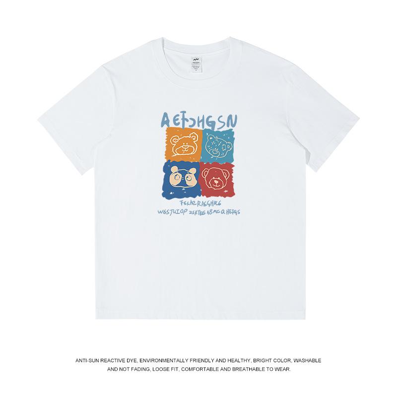 Tシャツ メンズ 男性用 春夏 韓国風 コットン プリント ゆったり 半袖 トップス cityboy 白 黒 グレー ピンク系 紫 青 緑 杏色 ネイビー 赤 深緑 S M L XL 2XL 3XL 4XL