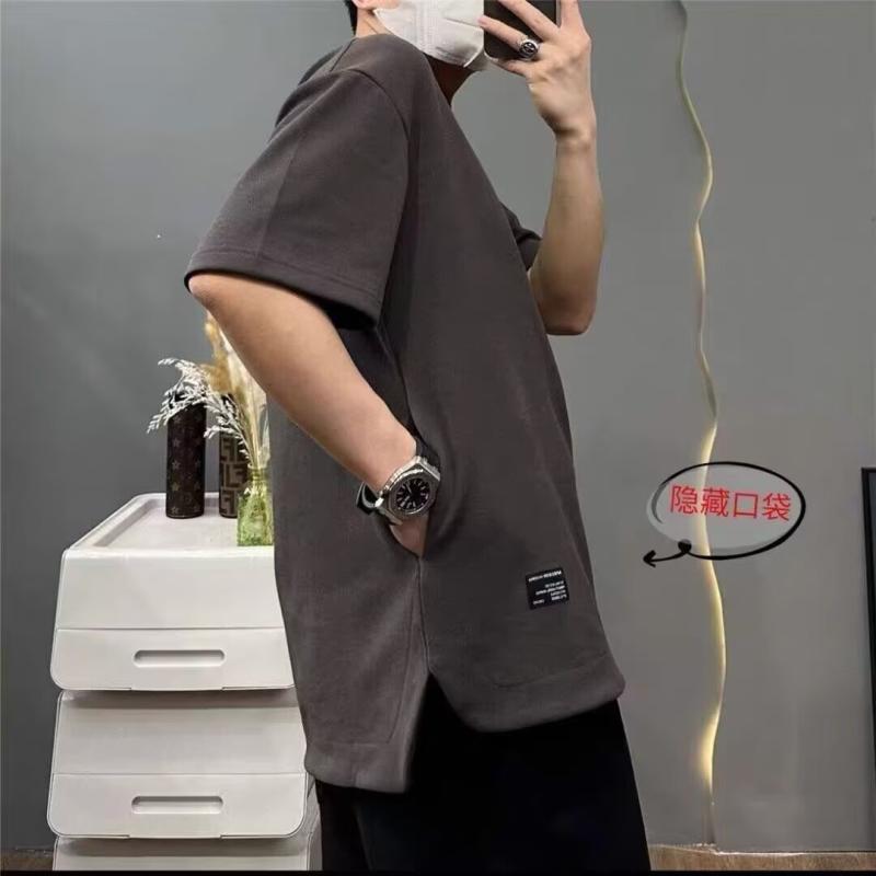 Tシャツ メンズ 男性用 半袖 トップス ゆったり 多ポケット 無地 薄手 速乾性 通気性 普段使い 部屋着 アウトドア ホワイト ブラック グレー グリーン レッド
