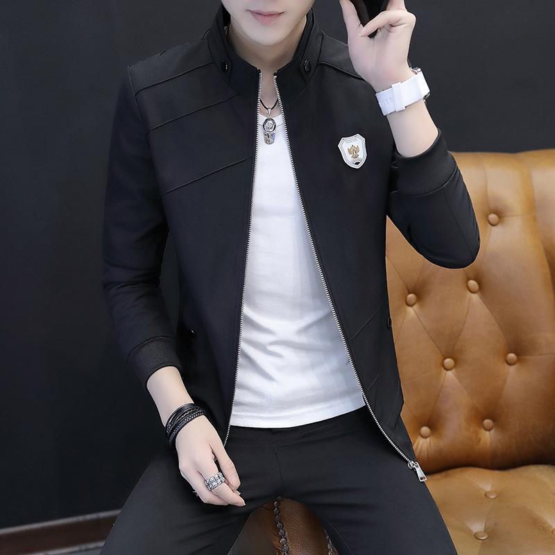 ジャケット 男性用 ブルゾン スタンドカラー ポリエステル 無地 薄手 秋 アウター カジュアル スポーティー ブラック ワインレッド カーキ ネイビー M L XL 2L 3L 4L