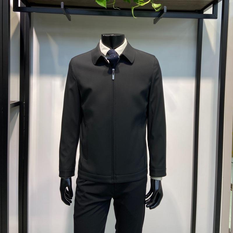 ジャケット メンズ 男性用 ブルゾン ジャンパー アウター トップス 紳士服 シニア 向け 春秋 薄手 接触冷感 吸湿速乾 無地 襟付き 170 175 180 185 190 ネイビー ブラック カーキ ポリエステル shadowtail-10525451 シャドーテール サンプル画像3