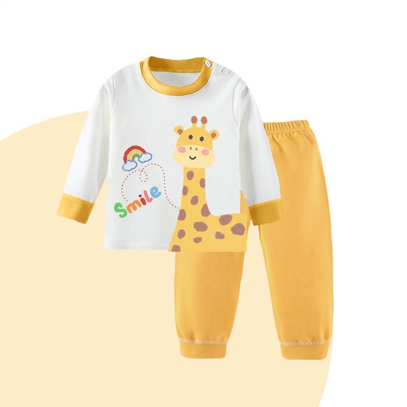 子供用インナーウェア 上下セット 長袖トップス パンツ 綿100% 男の子 女の子 キッズ パジャマ ルームウェア 春秋冬 アニマル柄 カートゥーン柄 73cm 80cm 90cm 100cm 110cm 120cm 130cm かわいい 吸湿性 通気性