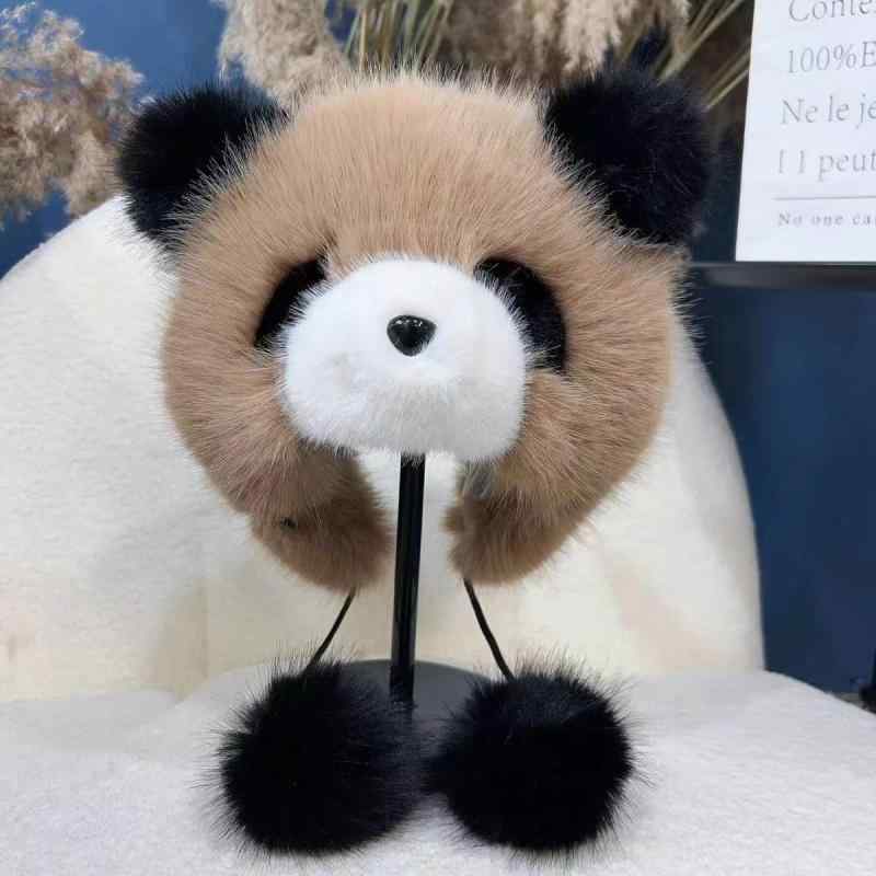 帽子 レディース キッズ かわいい パンダ モチーフ ファッション ぬいぐるみ 帽子 耳あて付き 秋冬 ホ..