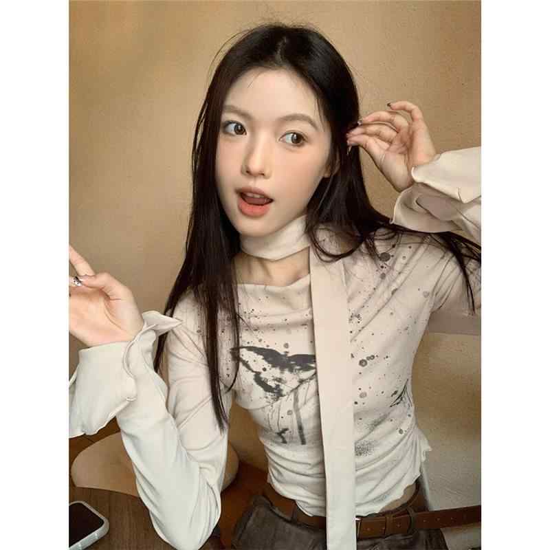 Tシャツ レディース 春 長袖 モダール 接触冷感 一字肩 トップス カットソー プリンセス袖 肩出し スリムフィット 御姐風 মিষ্টি 소녀 甘い かわいい おしゃれ