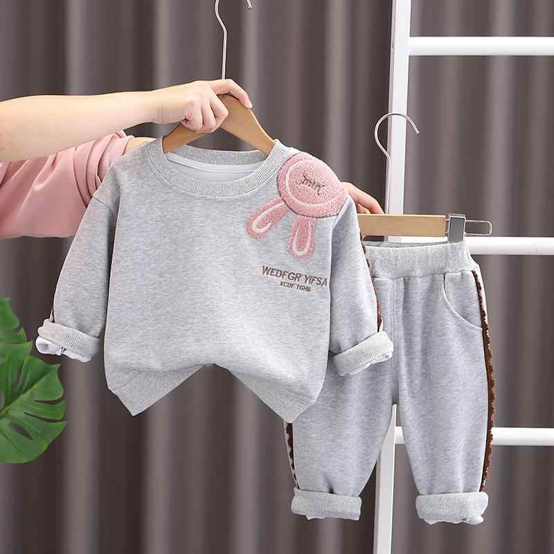 乐天商城 - 子供用セットアップ 春秋 2点セット 女の子 ベビー スウェット トレーナー パンツ 上下セット パジャマ 部屋着 カジュアル かわいい 普段着 ピンク系 グレー アイボリー