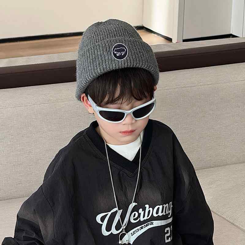 ニット帽 キッズ 男の子 秋冬 ウール混 3歳 12歳 向け グレー ブラック ブルー 帽子 ファッション 防寒