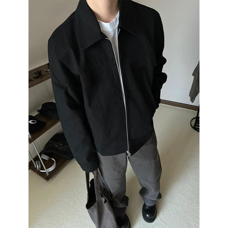 乐天商城 - ジャケット メンズ ブルゾン 薄手 接触冷感 ジャンパー アウター 襟付き 無地 ブラック系 ブルー系 M L XL 2XLサイズ