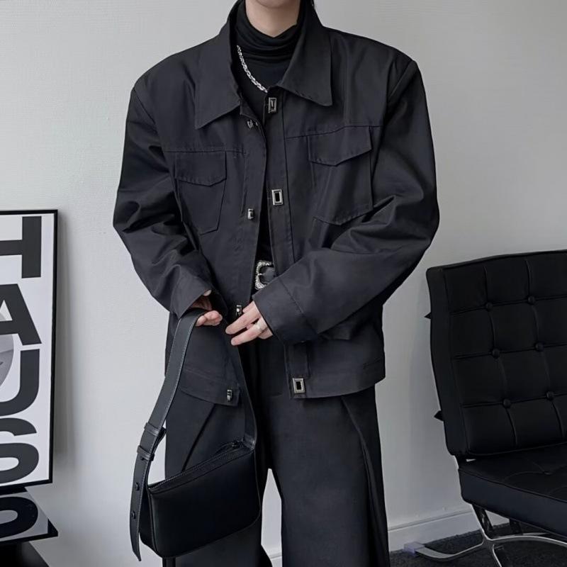 ジャケット 男性用 春秋 薄手 軽アウター カジュアル スタジャン 長袖 ブルゾン 黒 カーキ