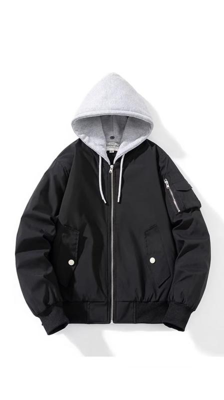 ジャケット 男性用 ブルゾン 秋冬 無地 カジュアル 野球服 スタジャン アウター トップス ブラック系(4.0)