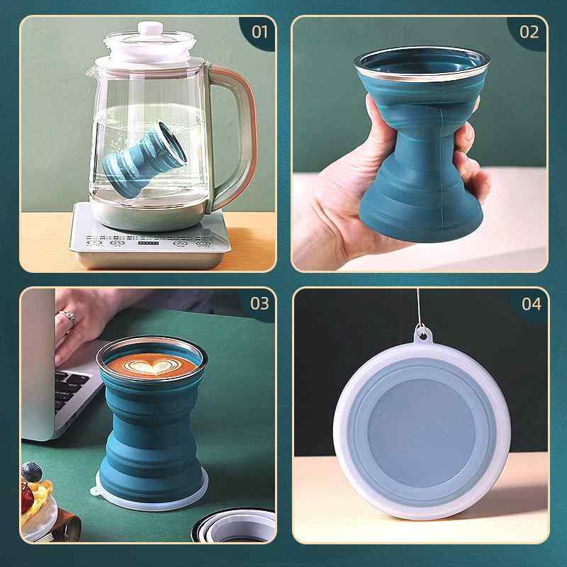 タンブラー レディース メンズ 折りたたみ シリコン コップ 伸縮 携帯用 うがい アウトドア 旅行 320ml 350ml グレー 湖色 ブルー ピンク ホワ...