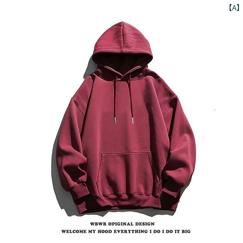 スウェット メンズ 無地 長袖 パーカー 春秋冬 綿混紡 オーバーサイズ プルオーバー カンガルーポケット付き カジュアル ストリート系 トップス 黒/白/グレー