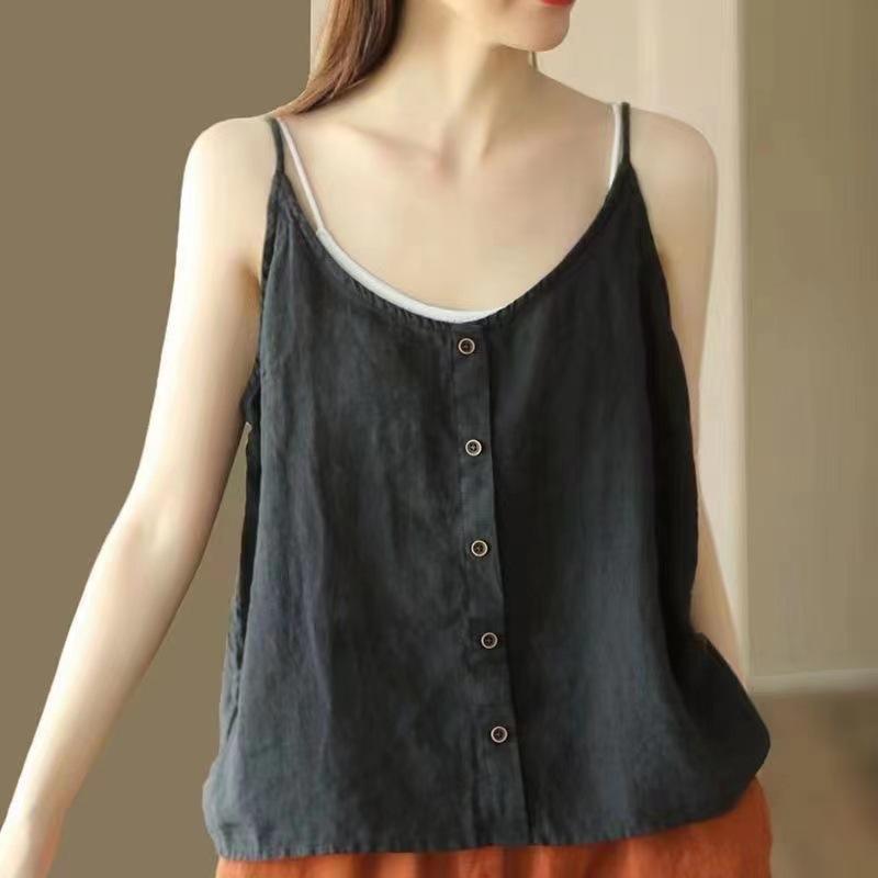 タンクトップ レディース ママ 向け トップス ノースリーブ ラウンドネック ゆったり 婦人服 カットソー インナー 無地 黒 ブラック コーヒー オレンジ 墨グリーン 麻色 イエロー M L XL XXL XXXL