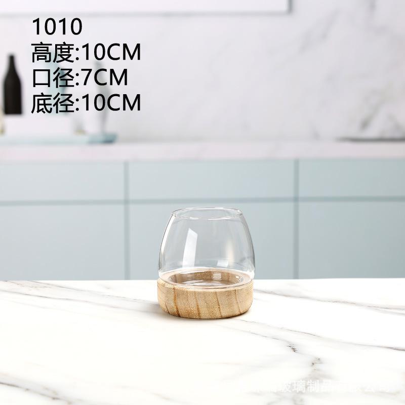 花瓶 ガラス 花器 フラワーベース 水栽培 ポット 卓上 一輪挿し 木托付き 小型