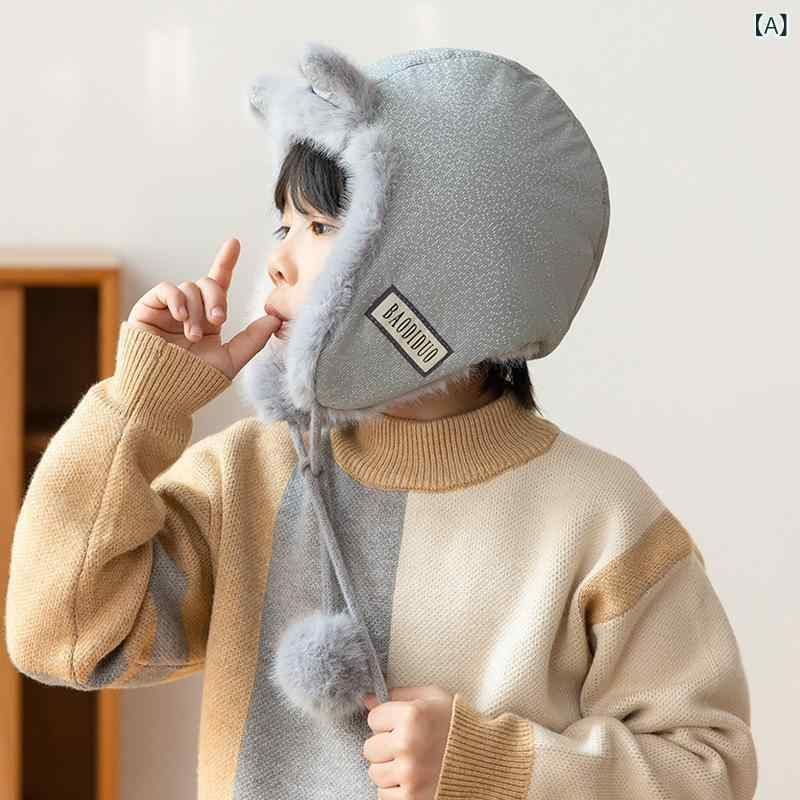帽子 キッズ 加絨 雷鋒帽 防寒 防風 護耳 子供用 ニット帽 女の子 男の子 かわいい アニマル 裏起毛 秋冬 あったか グレー オレンジ ホワイト イエロー ブラック