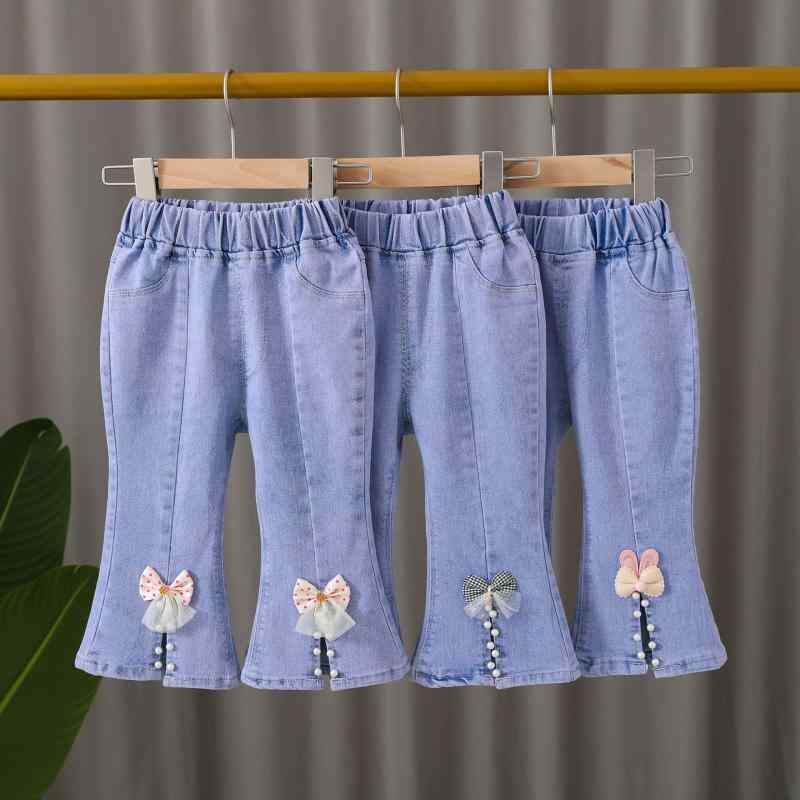 Long-Trousers, Trousers - 子供服 女の子 デニムパンツ ジーンズ 春秋 伸縮性 ロングパンツ ズボン 韓国子供服 1歳 2歳 3歳 かわいい おしゃれ 薄手 普段着 遊び着