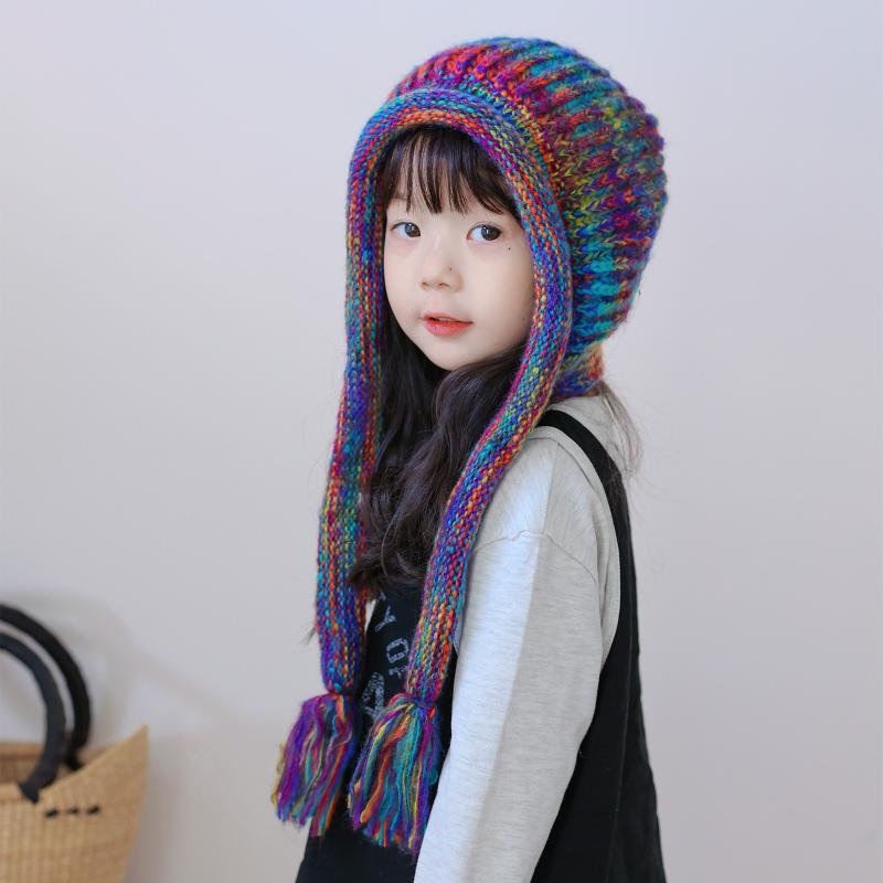 帽子 キッズ ニット帽 秋冬 防寒 保温 ěrěr 耳あて付き 毛糸 児童 子供用 かわいい 4歳 5歳 6歳 7歳 8..