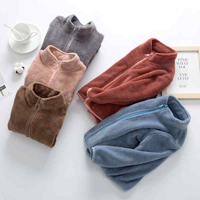 子供服 ジャケット 秋冬 長袖 立襟 無地 ジップアップ アウター 女の子 幼児 園児 保育園 幼稚園 通園 普段使い かわいい あったか コーラル フリース 90 100 110 120 130 140 150cm