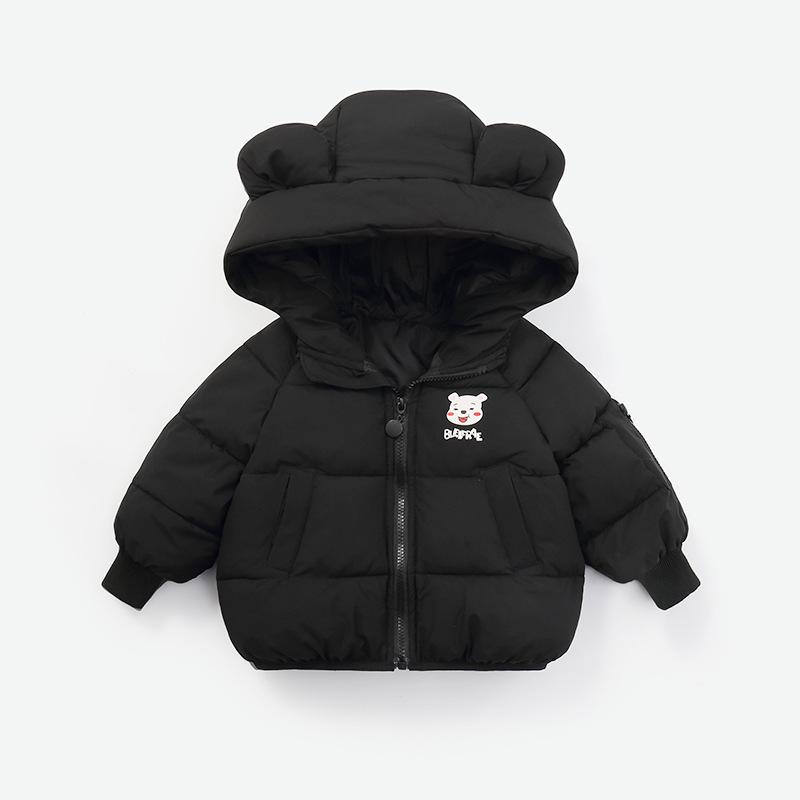 子供用綿入りジャケット キッズ 男女兼用 アウター フード付き 取り外し不可 秋冬 ポリエステル カートゥーン イエロー ブラック グリーン ブルー ピンク系