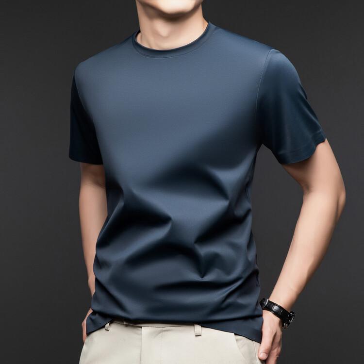 Tシャツ メンズ 男性用 半袖 接触冷感 薄手 無地 ラウンドネック プルオーバー 伸縮性 通気性 吸湿速乾