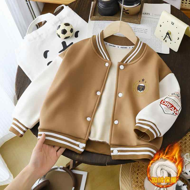 Jacket - 子供服 アウター 秋冬 キッズ 男女兼用 野球 ジャケット 子供 上着 カーディガン カレッジスタイル プリント 切り替え 防寒 80 90 100 110 120 130 140 150サイズ