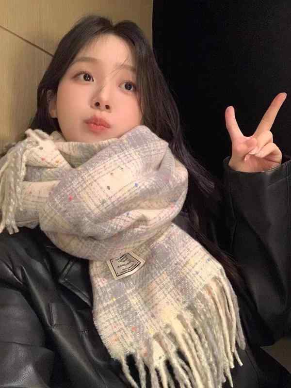 マフラー ストール レディース 秋冬 格子柄 タータンチェック 韓国風 かわいい 保温性 暖かい 防寒 おしゃれ 96%ポリエステル 黒 ブラック ピンク系