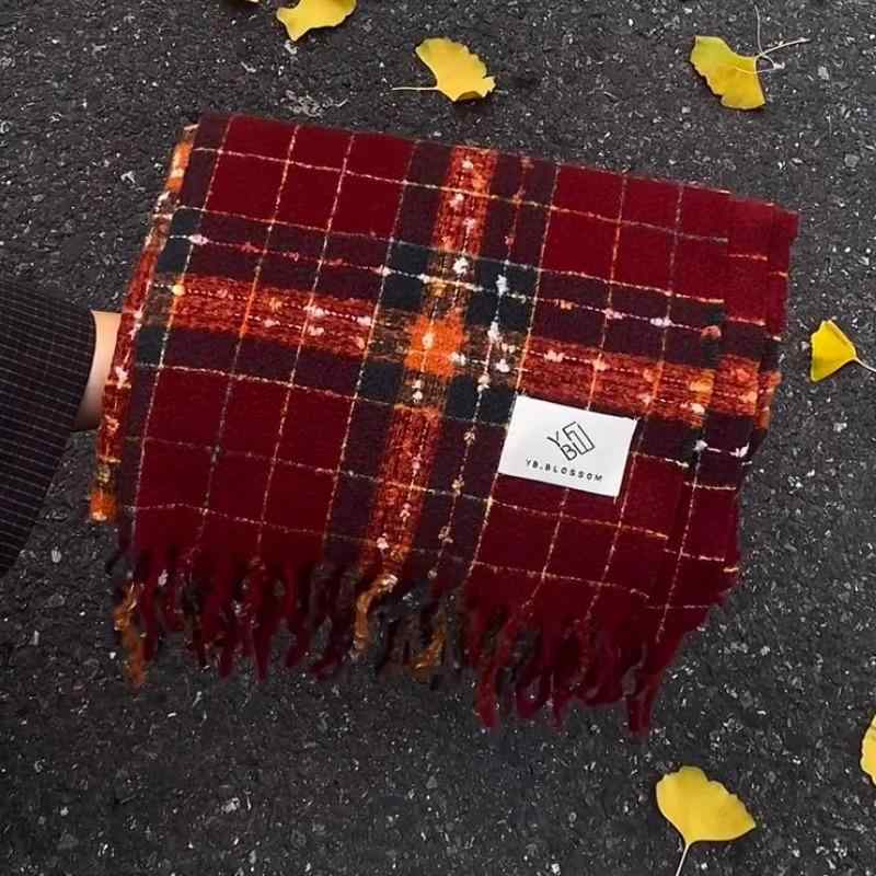 マフラー レディース 韓国風 秋冬 クリスマス 赤 チェック柄 高級感 学生 カップル あったか ショール ストール ひざ掛け