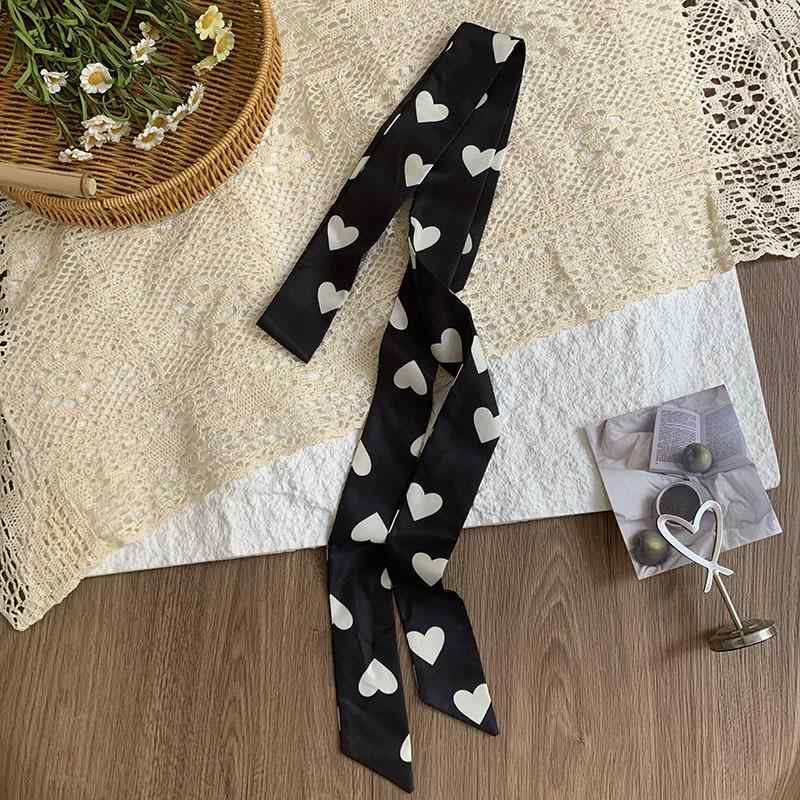 スカーフ レディース 水玉模様 ドット柄 ポリエステル製 細スカーフ バッグ飾り ヘアバンド ヘッドバン..