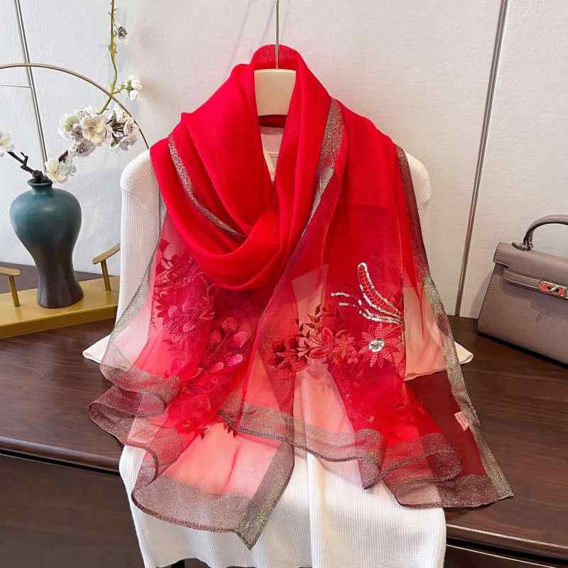 ストール レディース 春秋 真 silk 絹 羊毛 ウール シ