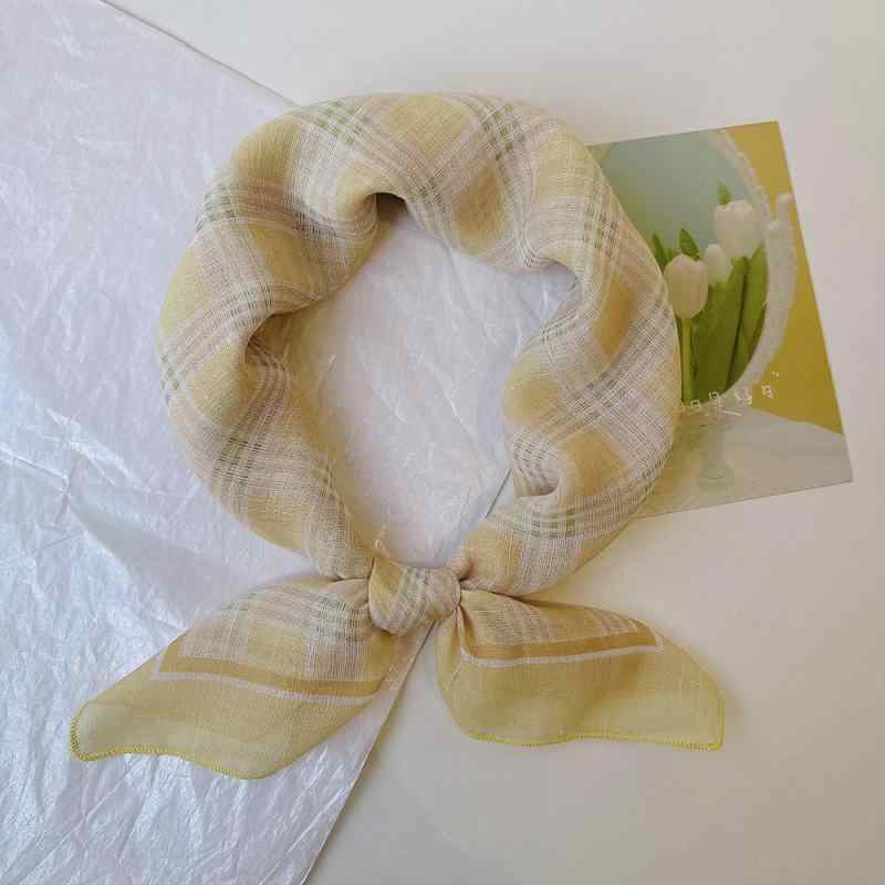 スカーフ レディース 春秋 綿麻 花柄 かわいい ハンカチ バンダナ ガーゼ 日焼け防止 首巻き 旅行 通勤 アクセサリー ギフト プレゼント 遠山腰果桜桃 蝶 格子柄 ドット柄