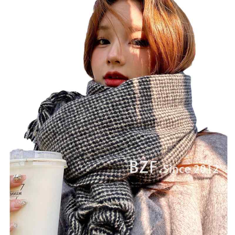 マフラー レディース 秋冬 保温 ストール 韓国風 ファッション レトロ フリンジ あったか 深グレー 栗色 ブラウン 霧 焦げ茶 キャラメル ベージュ ピンク グレー