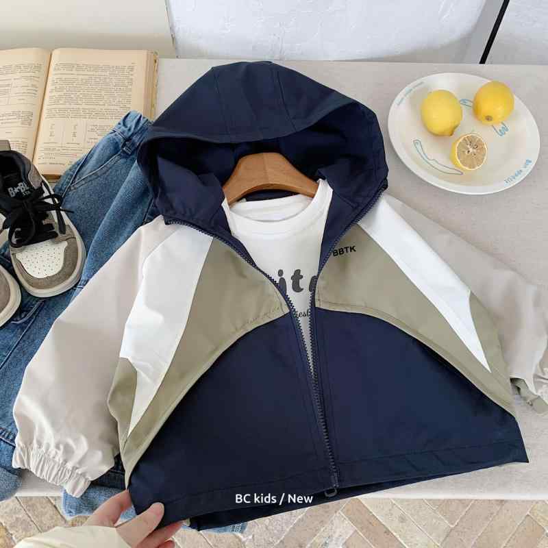 子供服 ジャケット 男の子 配色 フード付き ジップアップ 春秋 中小サイズ アウター 90cm 100cm 110cm 120cm 130cm 140cm 普段着 遊び着