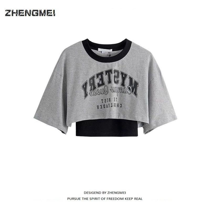 Tシャツ レディース アメリカンレトロ風 英字プリント 半袖 トップス カーディガン 2点セット 薄手 通勤 ゆったりサイズ グレー系