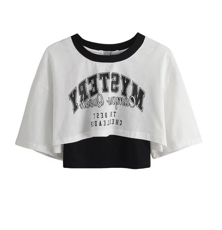 Tシャツ レディース アメリカンレトロ風 英字プリント 半袖 トップス カーディガン 2点セット 薄手 通勤 ゆったりサイズ グレー系